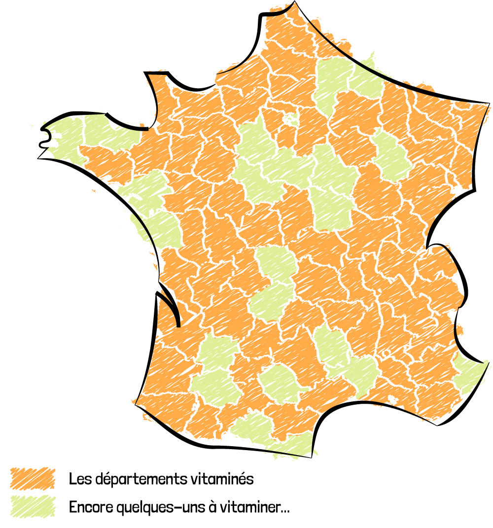 Carte des departements vitaminés